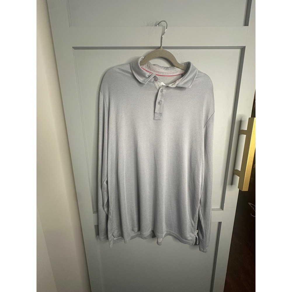 Tommy Bahama Mens XL Gray Long Sleeve Polo Shirt Textured Tencel ST226213RA